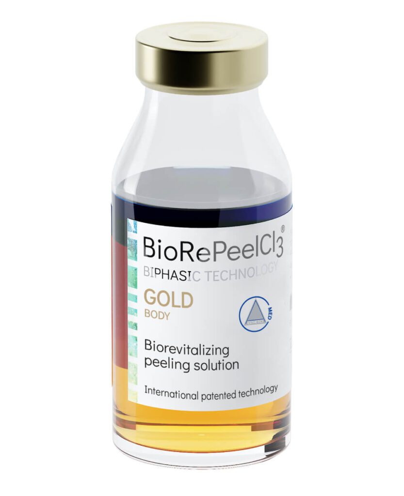 BioRePeelCl3 biorevitalizing peeling solution bottle.