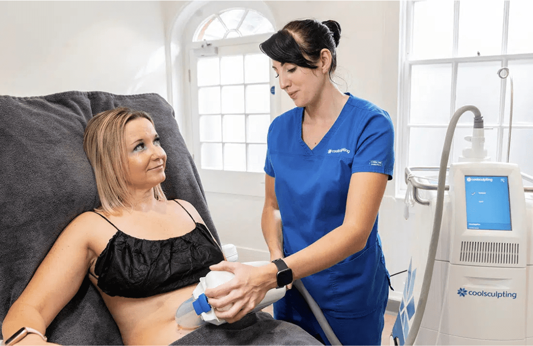 CoolSculpting procedure in a clinic setting.